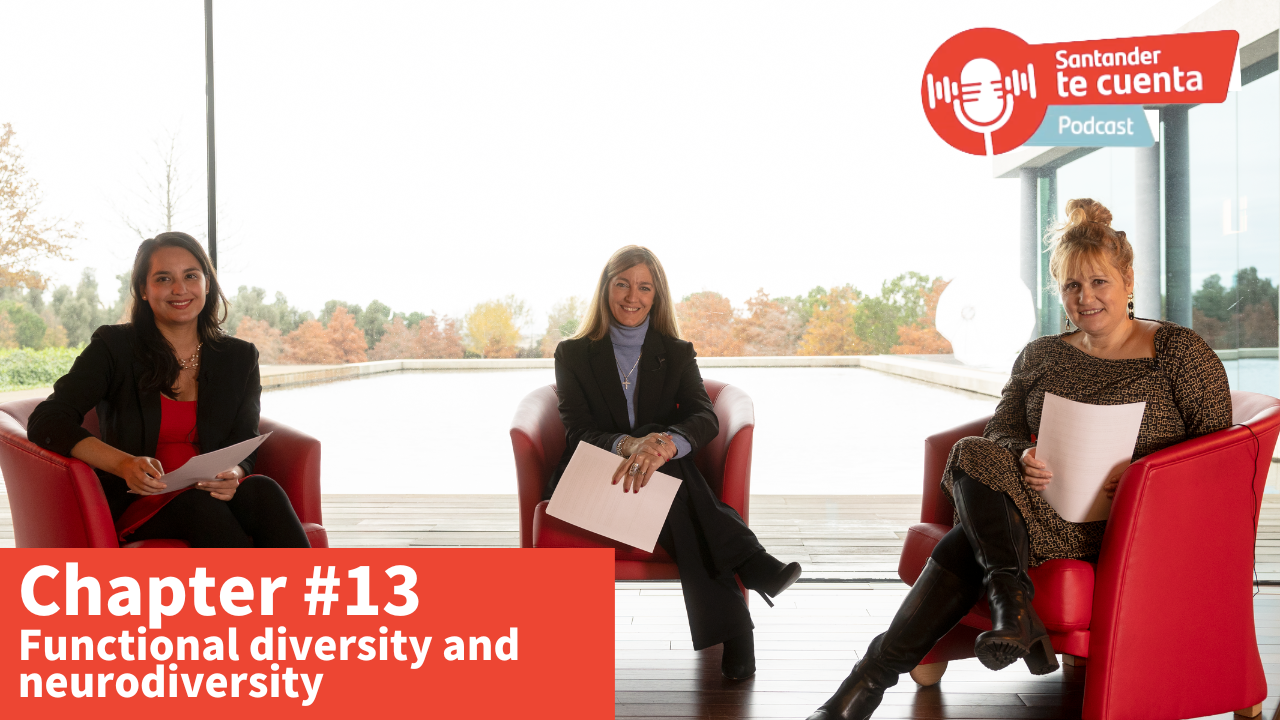 In this episode of the “Santander te cuenta” podcast, Marta Gallardo, from external communications of Santander España, interviews Elena Gómez, specialist in Global Transaction Banking, and Angélica Partida, Data Scientist at CIB, on inclusive professional environments as the promoters of the Enable Network. 