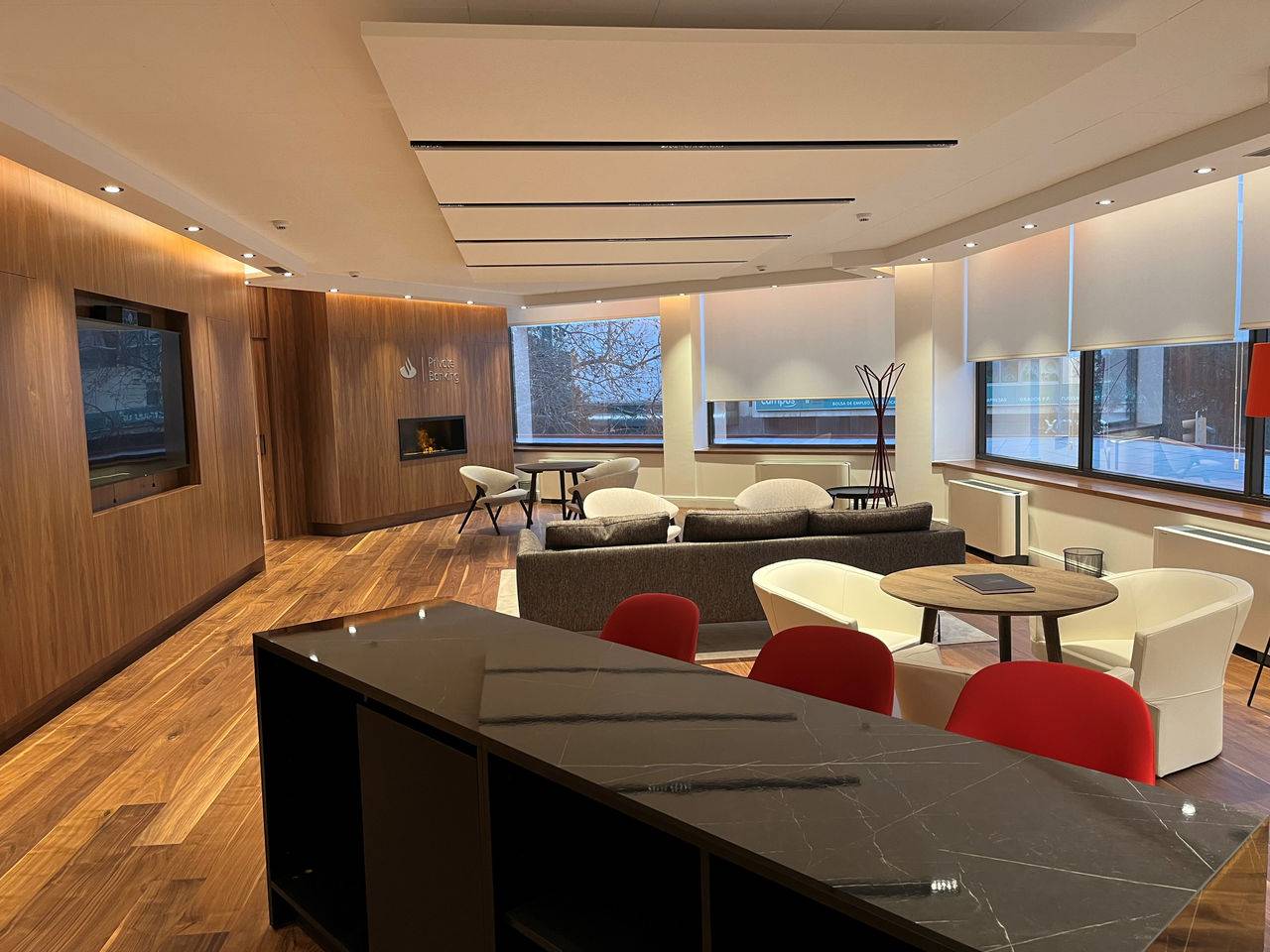 Interior de la oficina de Banca Privada de Palma de Mallorca.