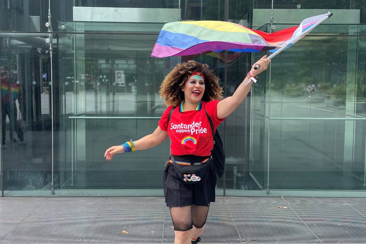 Laura, a Santander UK worker during Pride
